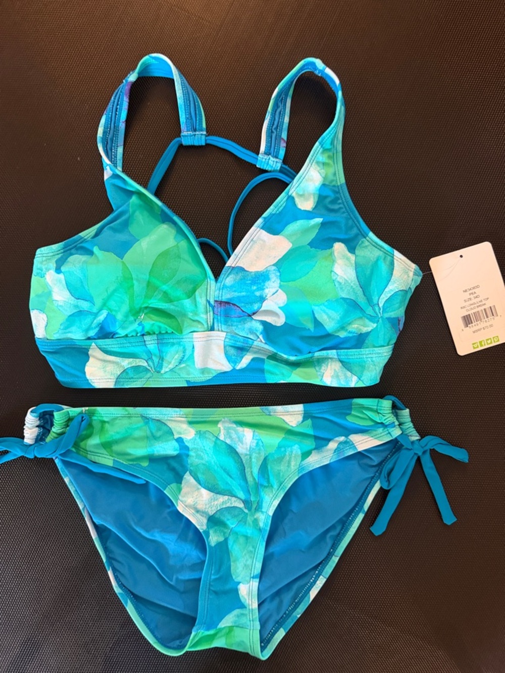 next Women's Blue & Green Floral Bikini Set